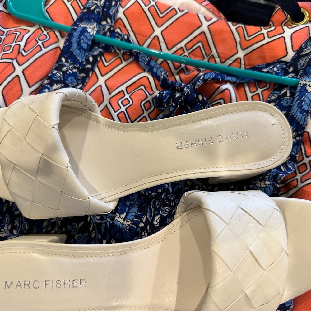 Marc Fisher Cream Woven Sandals